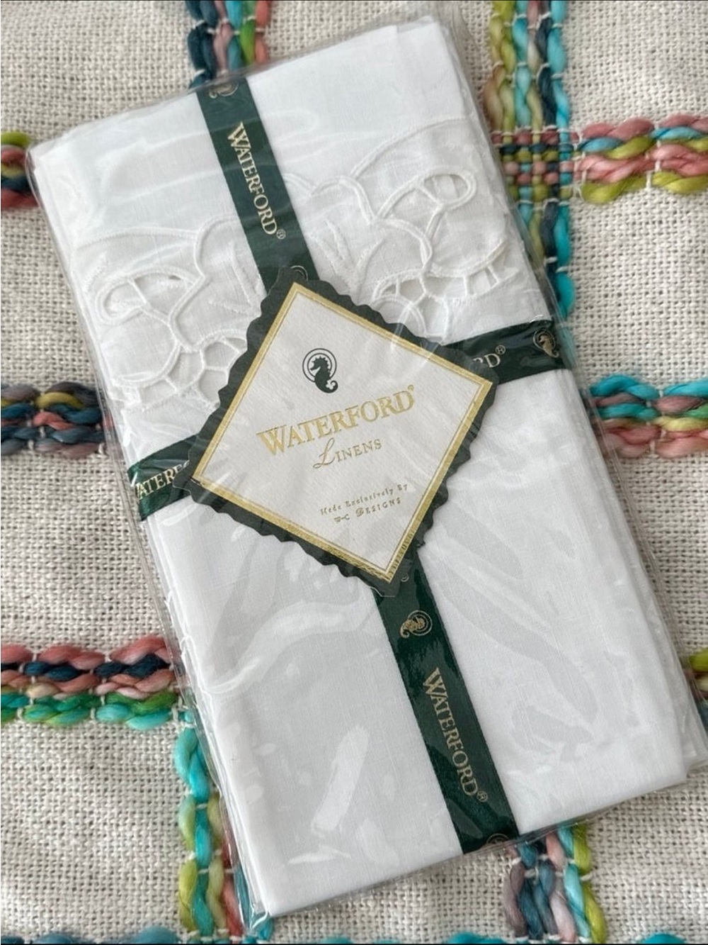 Waterford Linens Castlemaine Set of Two Fingertip Towels 100% Linen New